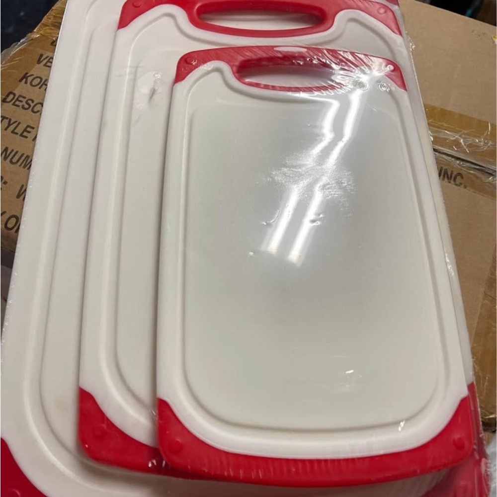 Red and White Cutting Board Set